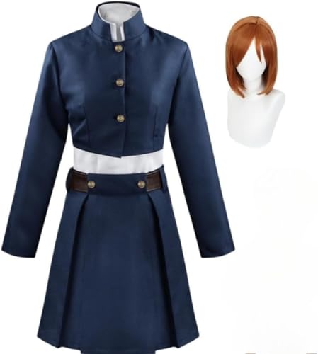BELEB Anime Kugisaki Nobara Cosplay Kostüm Uniform Blau Outfit Rock Halloween Party Kostüm mit Perücke (With Wig,L) von BELEB