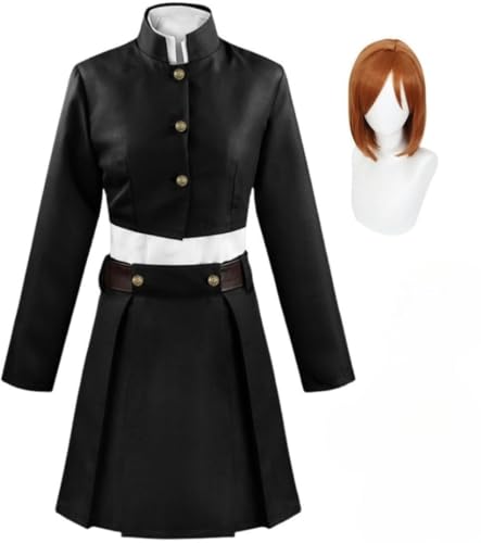 BELEB Anime Kugisaki Nobara Cosplay Kostüm Uniform Schwarz Outfit Rock Halloween Party Kostüm mit Perücke (With Wig,XL) von BELEB