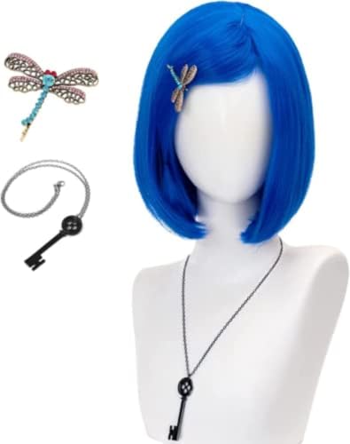 Coraline Hellblaue Perücke Mit Pony Für Mädchen Kurzer Bob Cosplay Kostüm Halloween Party, Weihnachten, Karneval Coraline Hellblaue Perücke Mit Pony Für Mädchen Kurzer Bob Cosplay Kostüm Halloween Party, Weihnachten, Karneval von BELEB