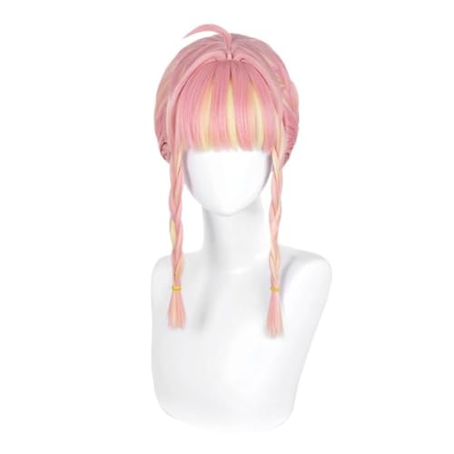 Kurze Rosa Blonde Highlight Perücke Mit Zopf Für Frauen Weibliche Cosplay Perücken Anime Kostüm Perücken Hitzebeständig Synthetische Haarteile Für Halloween Party Anime Conventions von BELEB
