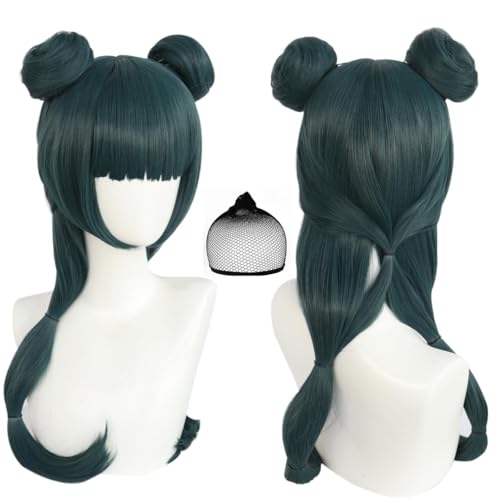 Maomao Perücke Lange dunkelgrüne Perücke mit 2 Brötchen für Frauen für Halloween Cosplay Womens Cosplay Outfit synthetische Anime Haar für Kostüm Party von BELEB