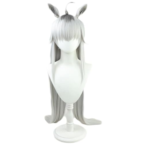 Oguri Cap Cosplay Perücke Silber Streak Grau Schilfhaar mit Langen Haaren und Rosshaar Perücke Zubehör Unisex für Party Halloween Weihnachten Oguri Cap Cosplay Perücke Silber Streak Grau Schilfhaar mit Langen Haaren und Rosshaar Perücke Zubehör Unisex für Party Halloween Weihnachten von BELEB