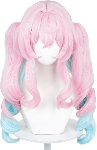 Probeauty Pink Blue Ponytails Perücke für Anime Spiel Cosplay, Lange Wellenschwänze Perücken mit Bangs für Halloween Kostüme Party Probeauty Pink Blue Ponytails Perücke für Anime Spiel Cosplay, Lange Wellenschwänze Perücken mit Bangs für Halloween Kostüme Party von BELEB