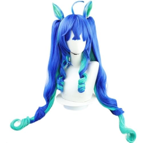 Twin Turbo Double Turbo Double Jet Cosplay Perücke mit Tierohren Speicher gefärbt Double Pferdeschwanz Blau Haar Zubehör Unisex für Party Halloween Weihnachten Twin Turbo Double Turbo Double Jet Cosplay Perücke mit Tierohren Speicher gefärbt Double Pferdeschwanz Blau Haar Zubehör Unisex für Party Halloween Weihnachten von BELEB