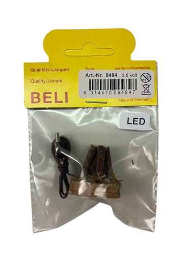 BELI-BECO 9485 Lagerfeuer - Feuerstelle für Krippe mit Beleuchtung - Krippenbeleuchtung - rote LED E 5,5-4,5 V - 0,2A (25 mm) von BELI-BECO