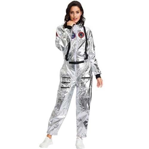 BELLIDONNA 2024 Trend Karnevalskostüme Damen Astronaut Kostüm Erwachsene Overall Astronaut Cosplay Kostüm Raumleute Kostüm Faschingskostüme Männer (Karnevalskostüme Damen, L) von BELLIDONNA