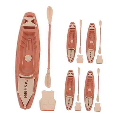 BELLIFFY 5 Sätze Miniatur Kajak mit Paddeln und Rettungsweste Kanu Modell Kleines Angelboot Dekorative Mikro Landschaft Kinderspielzeug für Schreibtisch und Puppenhaus von BELLIFFY