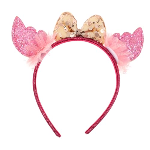 BELLIFFY Haarschmuck Glitzer Haarband mit Schleife und Ohren Pailletten Stirnband für Mädchen Jungen Geburtstags Party Dekoration Cosplay Accessoire in Rosa Vielseitig Einsetzbar von BELLIFFY