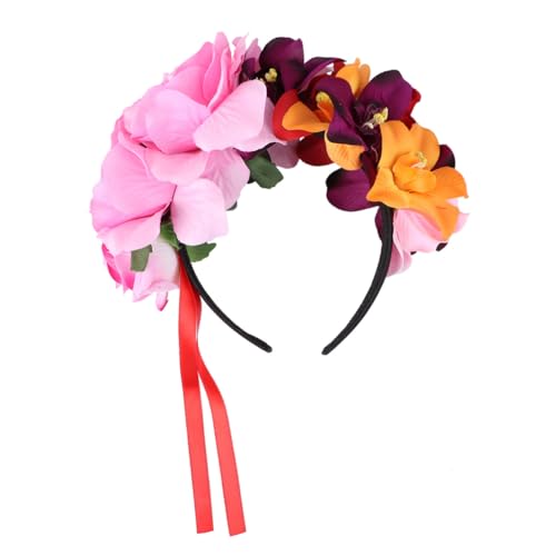 BELLIFFY Orchideen Stirnband Kronen Blumenkrone Brautkranz Kopfbedeckung Für Frauen Festival Haarbänder Für Frauen Rosen Kopfbedeckung Farbiges Stirnband Stirnbänder Ausgefallene von BELLIFFY