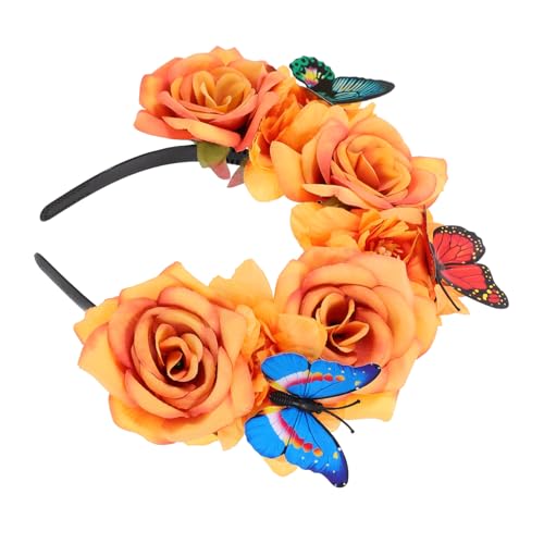 BELLIFFY Simulierter Blumen haarreif mit Schmetterlings motiv Weiches Stoffmaterial Eleganter Kopfschmuck für Damen für Halloween Tee partys und Festliche Anlässe von BELLIFFY