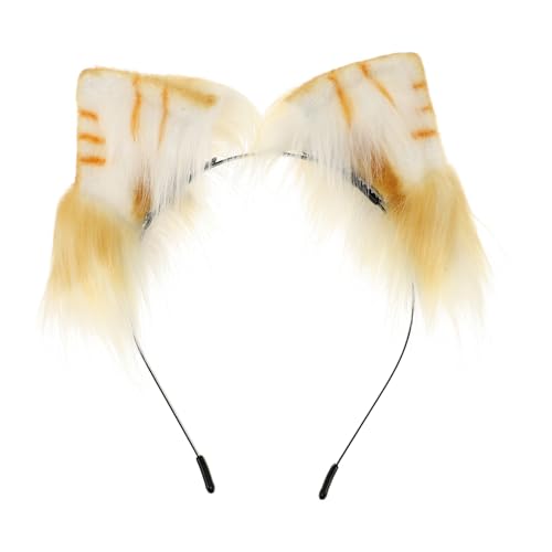 BELLIFFY Simuliertes Katzenohren Haarreif Orange Weiß Kreatives Performance Haarschmuck accessoire Bequemes Langlebiges Stirnband Vielseitig für Party Cosplay und Alltag Geeignet von BELLIFFY