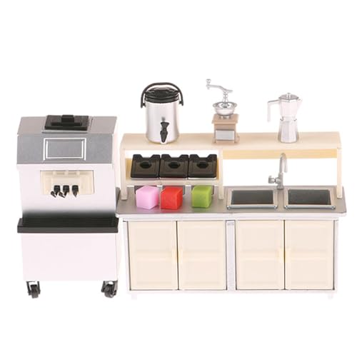 BELOWSYALER 5 Stück 1/12 Miniatur-Caffeeshop-Szenen-Set, Zubehör, Puppenhaus-Möbel für realistische Café-Szene von BELOWSYALER