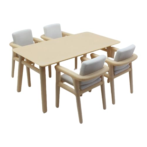 BELOWSYALER 5-teiliges Miniatur-Puppenhäuser-Esstisch und Stühle-Set für realistische 1:12-Szenen-Display, Dekoration, Rollenspiel BELOWSYALER 5-teiliges Miniatur-Puppenhäuser-Esstisch und Stühle-Set für realistische 1:12-Szenen-Display, Dekoration, Rollenspiel von BELOWSYALER