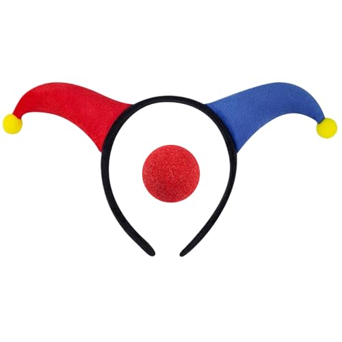 BELOWSYALER Buntes Clown-Stirnband mit Nase, Kostüm, Cosplay, Zubehör für Halloween, Geburtstagsfeiern und Festival-Events BELOWSYALER Buntes Clown-Stirnband mit Nase, Kostüm, Cosplay, Zubehör für Halloween, Geburtstagsfeiern und Festival-Events von BELOWSYALER