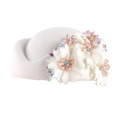 BELOWSYALER Fascinator-Hut, Wolle, Kristall, Blumen-Design, Stewardess-Hut für Cocktail-Party, 1920er-Jahre-Kostüm-Zubehör, Flapper-Hut BELOWSYALER Fascinator-Hut, Wolle, Kristall, Blumen-Design, Stewardess-Hut für Cocktail-Party, 1920er-Jahre-Kostüm-Zubehör, Flapper-Hut von BELOWSYALER