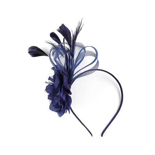 BELOWSYALER Gefiederter Fascinator-Hut mit Stirnband und verstellbarem Clip, Haar-Accessoire, Haarband für Abschlussball, Event, Cosplay-Outfits von BELOWSYALER