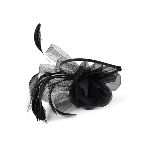 BELOWSYALER Gefiederter Fascinator-Hut mit Stirnband und verstellbarem Clip, Haar-Accessoire, Haarband für Abschlussball, Event, Cosplay-Outfits von BELOWSYALER