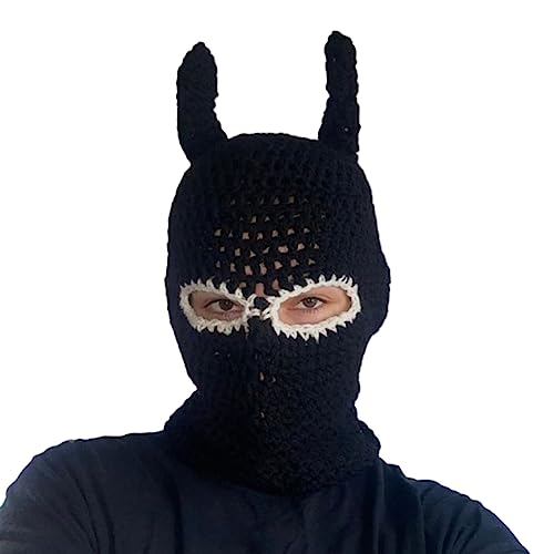 BELOWSYALER Mädchen Cartoon Teufelshorn Strickmütze Y2K Party Hut Foto Requisiten Hot Girl Party Urlaub Niedliche Engel Horn Süße Teufelskappe von BELOWSYALER
