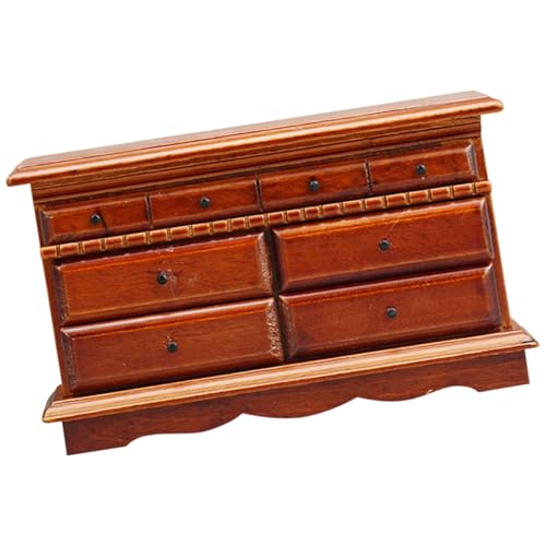 BELOWSYALER Miniatur-Holzkommode im Maßstab 1:12, mehrere Schubladen, Aufbewahrungsschrank für Puppenhäuser, Zubehör von BELOWSYALER