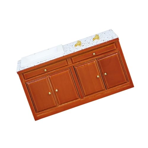 BELOWSYALER Miniatur-Puppenhäuser Waschbeckenschrank 1/12 Vintage Küchentheke mit funktionaler Schublade für antike Badezimmer Küche Dekor BELOWSYALER Miniatur-Puppenhäuser Waschbeckenschrank 1/12 Vintage Küchentheke mit funktionaler Schublade für antike Badezimmer Küche Dekor von BELOWSYALER