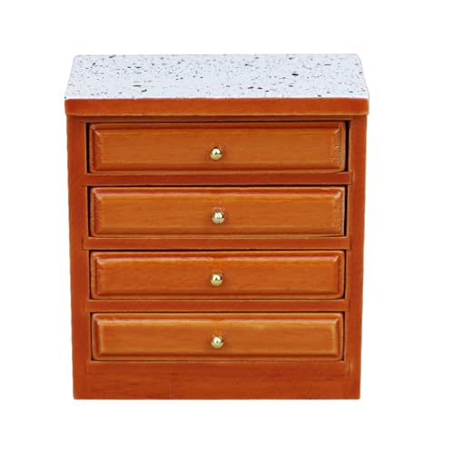 BELOWSYALER Miniatur-Puppenhäuser Waschbeckenschrank 1/12 Vintage Küchentheke mit funktionaler Schublade für antike Badezimmer Küche Dekor von BELOWSYALER