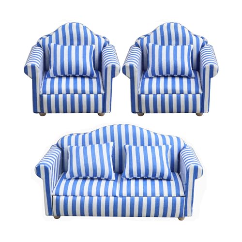 BELOWSYALER Miniatur-Sofa-Modell mit Muster, 1/12 Puppenhäuser, Möbel für Schlafzimmer und Wohnzimmer, Szenendekoration, 3 Stück von BELOWSYALER