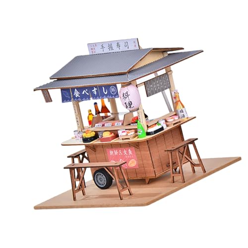 BELOWSYALER Miniatur Sushi Shop Stabiles Holzbauset Kreatives Modell Tragbares Zubehör für Erwachsene und Jugendliche von BELOWSYALER