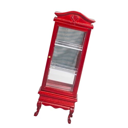BELOWSYALER Miniatur-Vitrine aus Holz, Maßstab 1:12, für Puppenhäuser, Zubehör, Handarbeit, realistische Weinschrank, Modellmöbel von BELOWSYALER