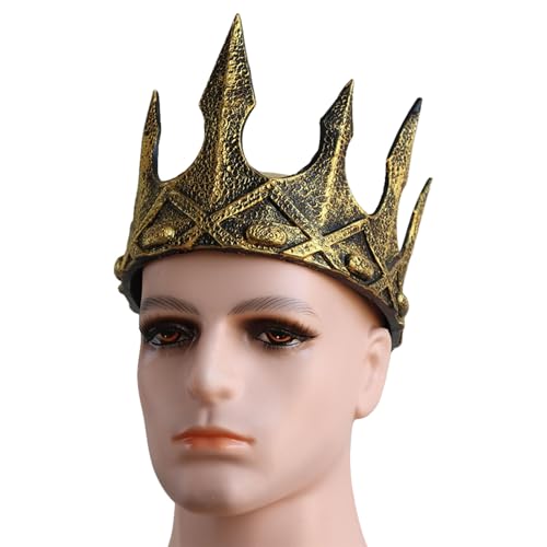 BELOWSYALER Mittelalterliche Vintage-Königskronen mit Halbmond-Designs, Cosplay-Accessoire, Kopfbedeckung, Kronenstück für Männer und Kinder, Schulveranstaltung von BELOWSYALER