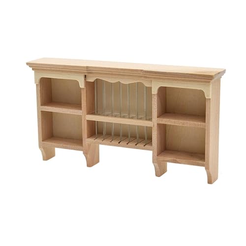 BELOWSYALER Realistischer Bäckerei-Schrank, realistisches Pretend Play Display Regal Modell Spielzeug Vintage Display Regal 1:12 Puppenhaus von BELOWSYALER