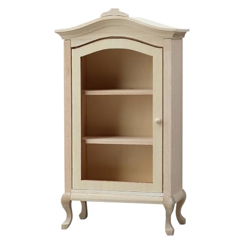BELOWSYALER Realistisches Holzregal für Pretend Play Vitrine Modell Spielzeug Vintage Display Regal 1:12 Puppenhaus von BELOWSYALER