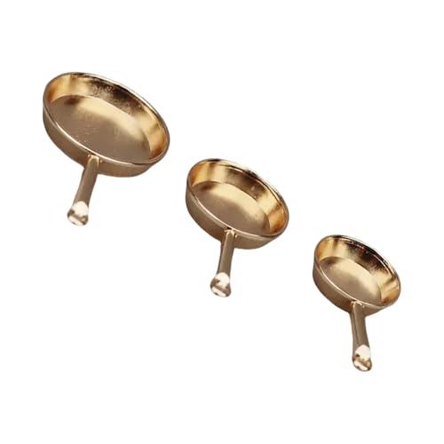 BELOWSYALER Set mit 3 Miniatur-Bratpfannen für Puppenhäuser im Maßstab 1:12, Küchen-Display, Zubehör, Handwerksprojekt, Modelldekoration von BELOWSYALER