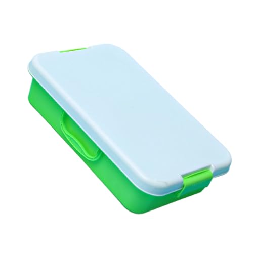 BELOWSYALER Stapelbares Sandwannenset mit Deckelaufklebern, tragbarer sensorischer Mülleimer für Kinder, Kunstaufbewahrung, Blau / Grün von BELOWSYALER
