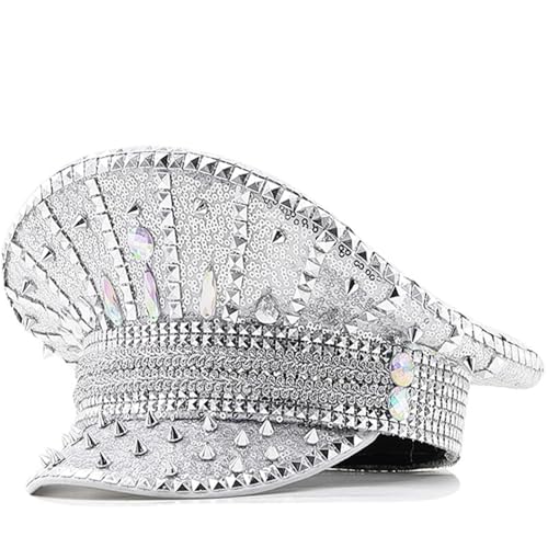BELOWSYALER Strass-Marine-Zylinderhut mit Nieten, große Krempe, Hut für Jugendliche, Erwachsene, Themenparty, Musikfestival, Fotoshootings, Requisiten BELOWSYALER Strass-Marine-Zylinderhut mit Nieten, große Krempe, Hut für Jugendliche, Erwachsene, Themenparty, Musikfestival, Fotoshootings, Requisiten von BELOWSYALER