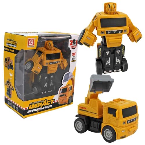 2-in-1 Transformierender Roboter-LKW, 16 cm, Gelb, 360° Drehbar, Bewegliche Actionfigur mit Schaufel 2-in-1 Transformierender Roboter-LKW, 16 cm, Gelb, 360° Drehbar, Bewegliche Actionfigur mit Schaufel von BEMIRO