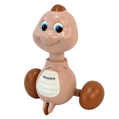 Aufzieh-Dinosaurier für Kinder – 16 cm – Mit Druckfunktion – Lustige Gesichter – Fördert Motorik (Braun) von BEMIRO