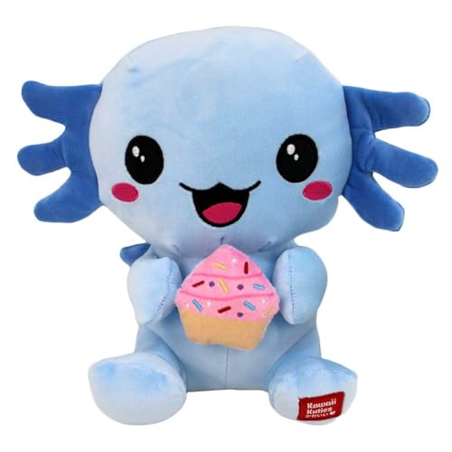 Axolotl Kuscheltier – 24 cm – Kawaii Look – Gesticktes Gesicht – Weich & Squishy (Blau) von BEMIRO