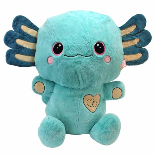 Axolotl Plüschtier XXL – 85 cm – Kuschelig weich – Gestickte Augen & Details – Mit Aufhängeschlaufe – 4 Farben verfügbar (Blau) von BEMIRO