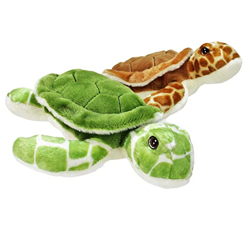 BEMIRO 2er Set Schildkröte Kuscheltier Harry und Larry 100% recycelt - ca. 25 cm, Kuscheltier Schildkröte, Meeresschildkröte, Stoffschildkröte, Schildkröte Plüschtier, Stofftier Schildkröte von BEMIRO