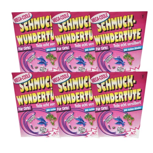 BEMIRO 6er Set Schmuck Wundertüte für Kinder, Wundertüte Kinder, Wundertüte Mädchen, Kinderschmuck Mädchen, Kinder Schmuck, Wundertüte Kindergeburtstag, Wundertüte von BEMIRO