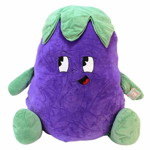 BEMIRO Aubergine Kuscheltier XXL – 90 cm – Mit gesticktem Comic-Gesicht – Kuschelig weich & nachhaltig – Aus 100 % recyceltem Material (Denken) von BEMIRO