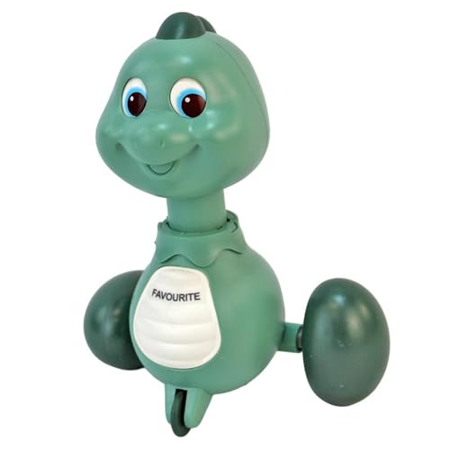 BEMIRO Aufzieh-Dinosaurier für Kinder – 16 cm – Mit Druckfunktion – Lustige Gesichter – Fördert Motorik (Grün) von BEMIRO
