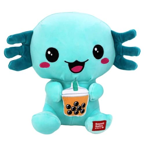BEMIRO Axolotl Kuscheltier – 24 cm – Kawaii Look – Gesticktes Gesicht – Weich & Squishy (Türkis) von BEMIRO