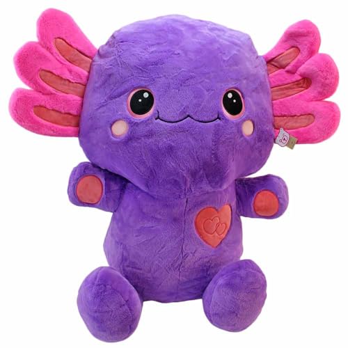 BEMIRO Axolotl Plüschtier XXL – 85 cm – Kuschelig weich – Gestickte Augen & Details – Mit Aufhängeschlaufe – 4 Farben verfügbar (Lila) von BEMIRO