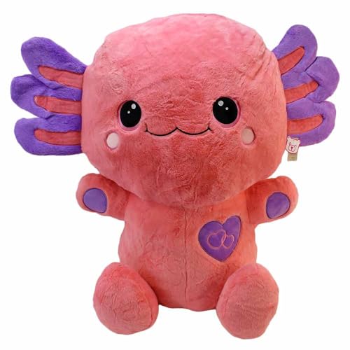 BEMIRO Axolotl Plüschtier XXL – 85 cm – Kuschelig weich – Gestickte Augen & Details – Mit Aufhängeschlaufe – 4 Farben verfügbar (Pink) von BEMIRO