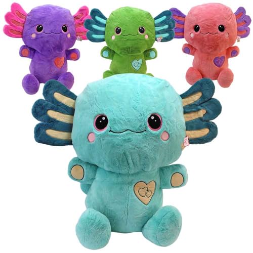 BEMIRO Axolotl Plüschtier XXL – 85 cm – Kuschelig weich – Gestickte Augen & Details – Mit Aufhängeschlaufe – 4 Farben verfügbar (Set) von BEMIRO