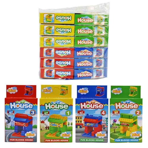 BEMIRO Bausteine Häuser Set, 12 Stück, 13 cm, 4 Designs, Kinderspielzeug ab 3 Jahren, Bunte Bauklötze im Beutel BEMIRO Bausteine Häuser Set, 12 Stück, 13 cm, 4 Designs, Kinderspielzeug ab 3 Jahren, Bunte Bauklötze im Beutel von BEMIRO