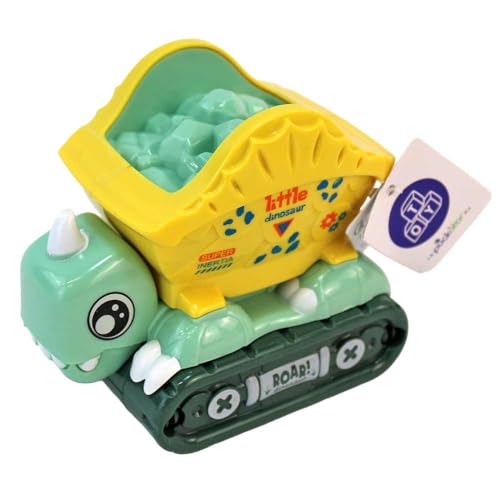 BEMIRO Dinosaurier Bauwagen Spielzeug – ca. 10 cm – Mit Container – Niedlicher Dino zum Losfahren – Kreatives Kinderspielzeug (Grün) von BEMIRO