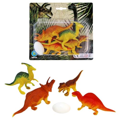 BEMIRO Dinosaurier Figuren Set mit Ei – 5-teilig – ca. 10–14 cm – 2 Varianten mit verschiedenen Dino-Arten – T-Rex, Triceratops, Velociraptor u. v. m. – Spielzeug ab 3 Jahren (T-Rex) von BEMIRO