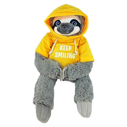 BEMIRO Faultier Kuscheltier mit Kapuze - gelb Keep Smiling - ca. 70 cm, Faultier Kuscheltier mit Pulli, Kletthände zum anhängen, Plüschtier Faultier mit Hoodie BEMIRO Faultier Kuscheltier mit Kapuze - gelb Keep Smiling - ca. 70 cm, Faultier Kuscheltier mit Pulli, Kletthände zum anhängen, Plüschtier Faultier mit Hoodie von BEMIRO